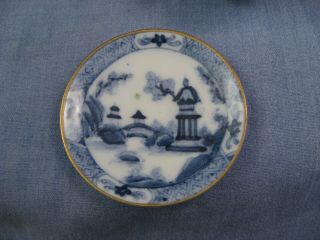ANTIQUE MINIATURE CROWN WILLOW CHINA CUP SAUCER BLUE WHITE CHINESE DOLLS HOUSE 3