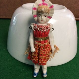 Vintage Antique Tiny Miniature Bisque Doll Jointed 2 3/4” T