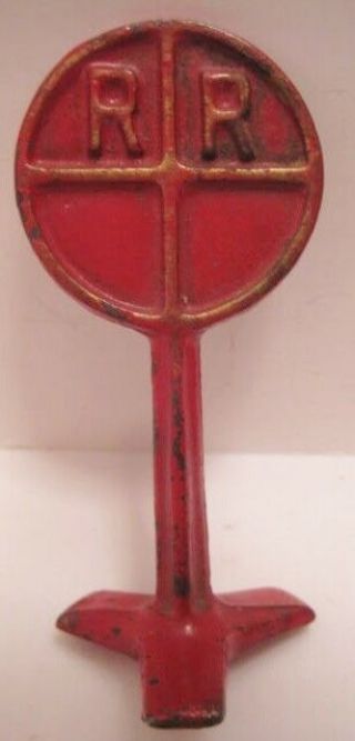 Antique Cast Iron Toy Railroad Crossing Sign 3 3/4 " Arcade Rr Street Sign 1930s