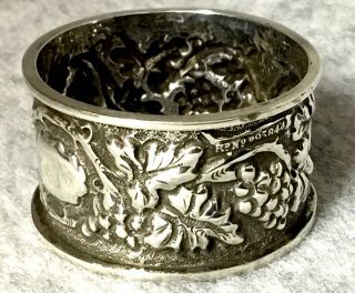 Heavy Antique Serviette Napkin Ring 1899 Beautifully Embossed Grape Vine Design