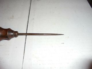 Vintage /Antique Primitive Wood Handled Awl Punch Tool Total Length 8.  5 inches 3