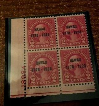 Very Rare Red George Washington 2 Cent Stamp Block Of 4 Overlay Hawaii 1928