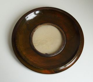 Victorian Wood And Brass With Domed Glass Picture Frame 20cm Diameter