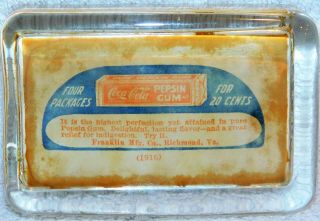 1916 Coca Cola Pepsin Gum Advertisement Antique Glass Paperweight Collectable