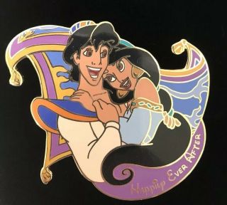 Disney Le 100 Aladdin & Jasmine Jumbo Pin Happily Ever After Rare Htf