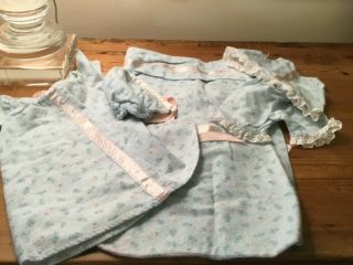 Vintage Flannel Doll Pajama Set,  Robe And Bunting