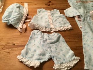 Vintage flannel doll pajama set,  robe and bunting 2
