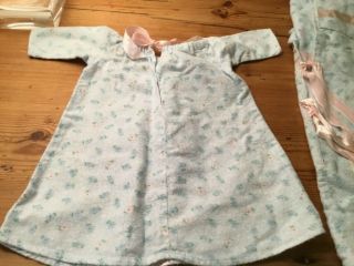 Vintage flannel doll pajama set,  robe and bunting 3