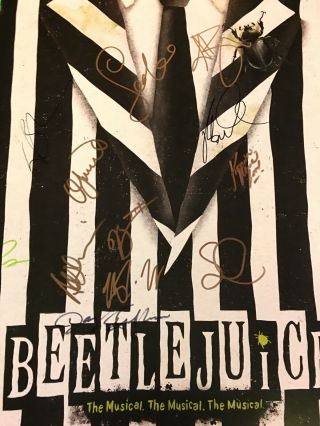 Beetlejuice Rare Leads Cast Signed Broadway Poster Window Card Musical