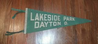 Vintage Lakeside Amusement Park Dayton Ohio Felt Pennant Rare
