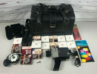 Gaf Anscomatic S/84 8 Movie Camera Bundle With Bag Many Accessories Rare