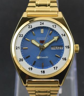 Vintage Seiko Automatic 17 Jewel Railway Time Gold Plated Day Date Men Watch