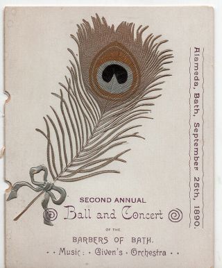 Antique 1890 Bath,  Maine Booklet For Barbers Of Bath Ball And Concert