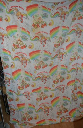 Vintage Rainbow Brite Flat Twin Bed Sheet 1983 Linen Hallmark
