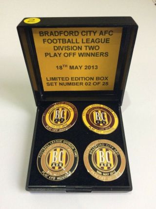 Rare Bradford City Football Club Fc Ltd Ed 2013 Play Off Badge Box Set Low No2