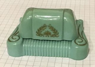 Antique Vintage Ring Box Velvet Celluloid Art Deco Green/ Sea Foam Color