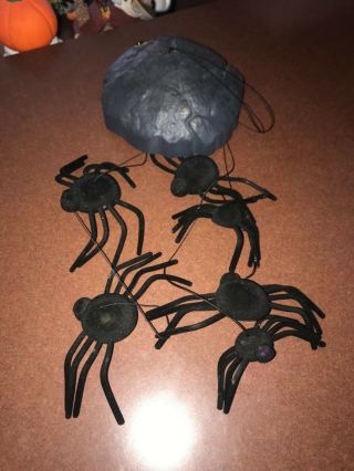 Vintage Gemmy Halloween Shaking Spiders Animated Light Up Wind Chime Rare
