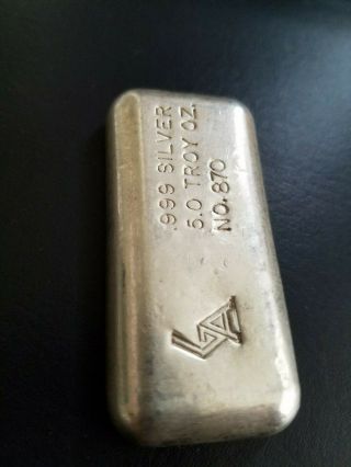Golden Analytica 5 Oz.  Silver Bar,  Rare,  Low Serial Number 870,  Collector 