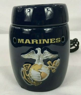 Scentsy Retired/rare Usmc Us Marine Corps Tall Blue Warmer Complete