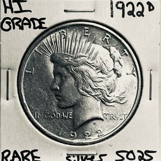 1922 D Peace Silver Dollar Hi Grade U.  S.  Rare Coin 5025