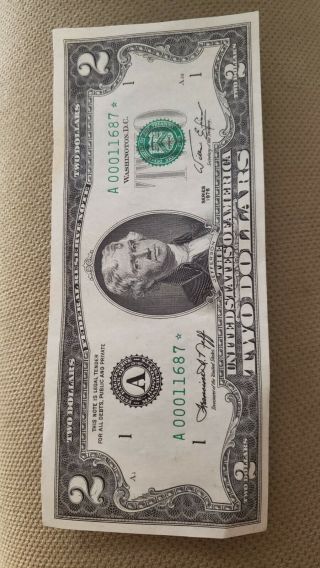 $2 Dollar Bill Star Note 1976 Low Number Rare Old Money A00011687
