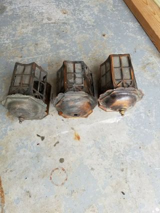 (3) Victorian/vintage/antique Copper Wall Lights.  For Refurbishing.  Please Read