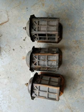 (3) Victorian/vintage/antique Copper Wall Lights.  For Refurbishing.  Please Read 2