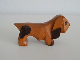 Vintage Hand Carved Wooden Dog Figurine Folk Art Hound Dog Hobo Tramp