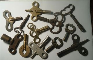 Group Antique & Vintage Clock Keys,  Fancy,  Brass,  Steel,  Ansonia,  More
