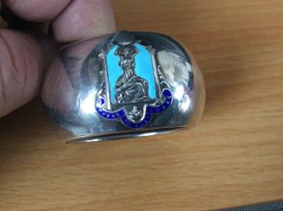 Sterling Silver Enamelled Napkin Ring Masonic Lodge Sphere No 5051 Not Scrap