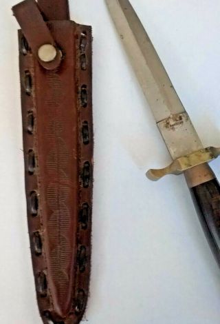 Vintage Antique Estate Pakistan Hunting Fighting Dagger Knife W/leather Sheath