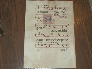 RARE Large Vellum Antiphonal Medieval Manuscript Leaf,  ITALY,  c.  1575 2