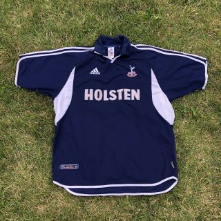 Mens Vintage Rare Adidas Tottenham Hotspur 2000/01 Away Football Shirt Navy - Xl
