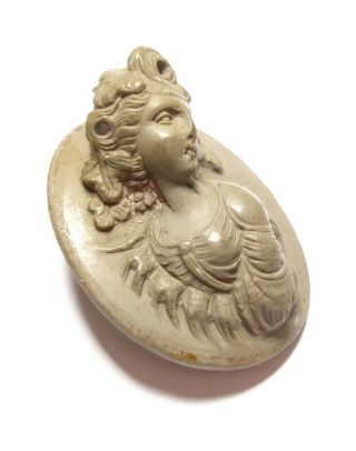 Antique Victorian Carved Lava Cameo For Resetting