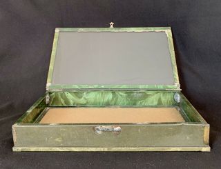 Vintage Antique Green Tin & Glass Counter Top Store Display Case