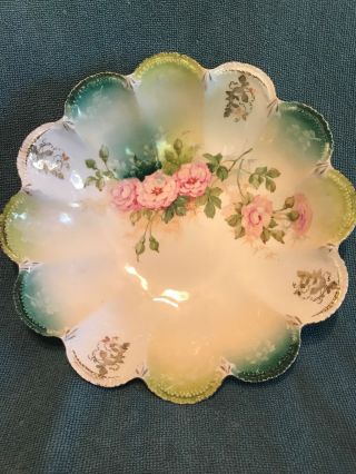 Antique Rs Prussia Red Mark Bowl - Pink Poppies 8.  5”.  No Damage