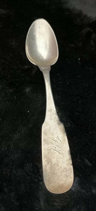 Antique Coin Silver Teaspoon From G.  Parker,  Utica,  Mid - 1800’s