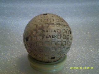 Rare Unusual Antique Golf Ball Green Flash Mesh Ball Great Display Ball