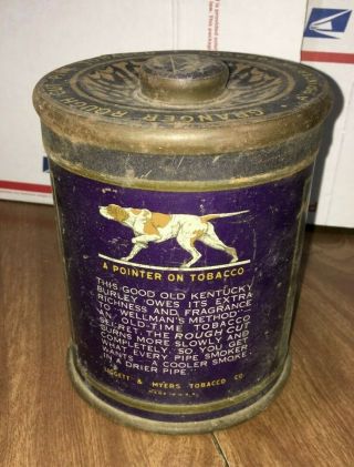 Antique - Granger Rough Cut Pipe Tobacco Tin - Pointer Dog On Tobacco - Kentucky