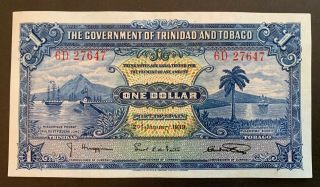 Trinidad And Tobago Dollar 1939 Banknote Unc Rare Grade