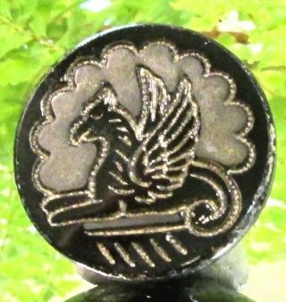 Victorian Silver Luster Glass Button W/ Incised Pegasus Horse A36
