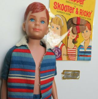 Near Vintage 1965 Barbie Ricky Doll In Outfit With Wrist Tag