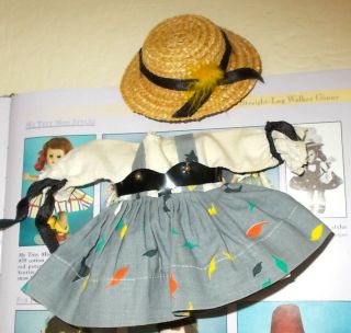 Vintage 8 " Vogue Ginny Doll My Tiny Miss Dress & Hat 44 1954
