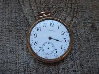 Waltham Good Gents Antique Gold Plated Pocket Watch