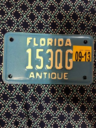 Florida Fl Antique Car License Plate Tag 153qg Blue White 2013