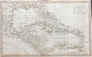 C1792 Map Of West Indies From The Best Authorities,  J.  Russell Outline Color