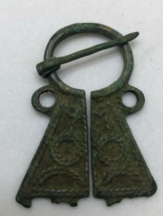 Authentic Ancient Lake Ladoga Viking Artifact Bronze Fibula Brooch Vv84a