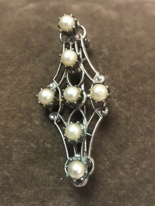Vtg Antique Art Noveau Faux Pearl Brooch Pin