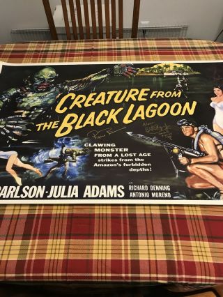 Creature From The Black Lagoon Signed Poster Ben Chapman Julia Adams Ricou Rare