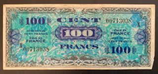 France 100 Francs 1944 Replacement Banknote Very Rare
